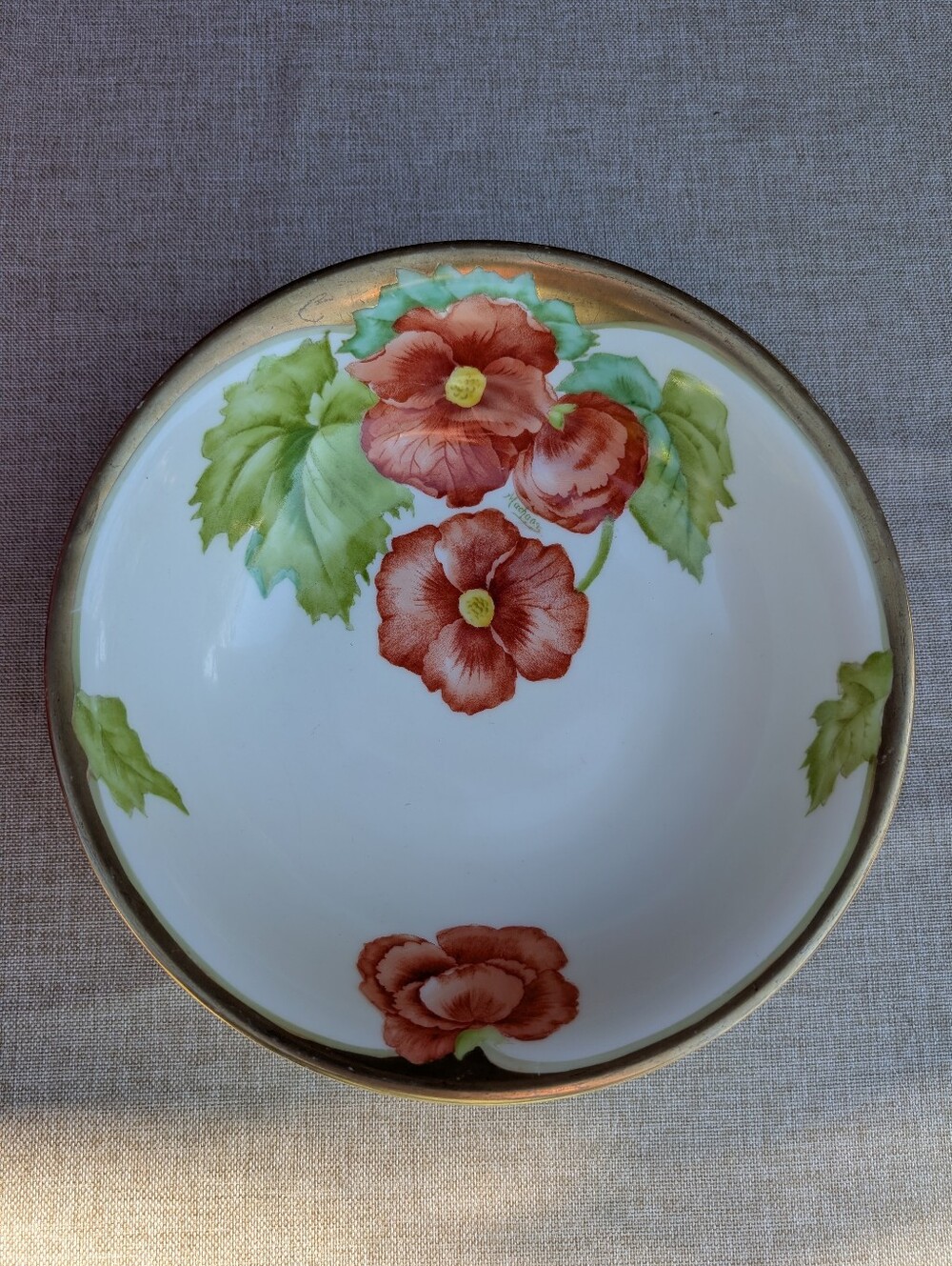 Vintage Hand Painted Bavaria China Floral Gold Rim Plate